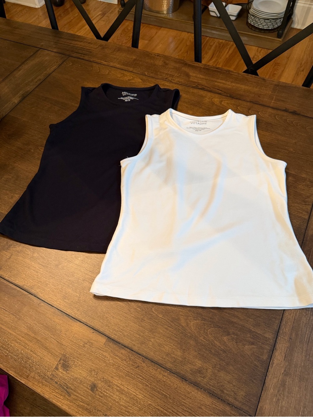 Adrienne Vittadini Black and White Sleeveless Tank Tops - 2 Pack